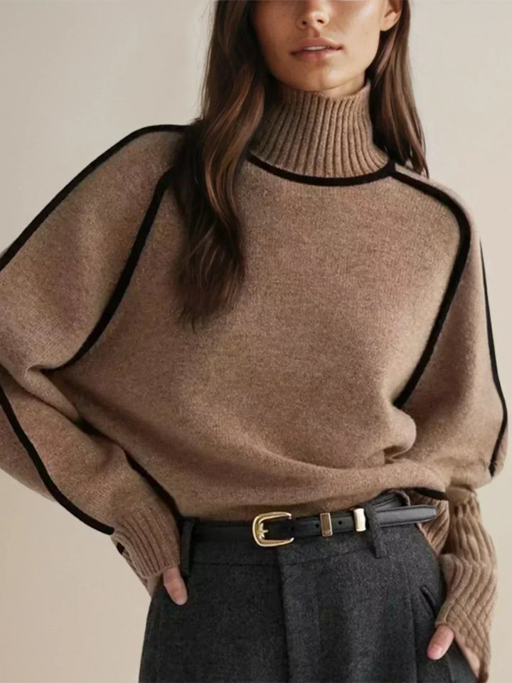 Walpurga | Damen Rollkragenpullover Strickpullover - Taupe - Image 3