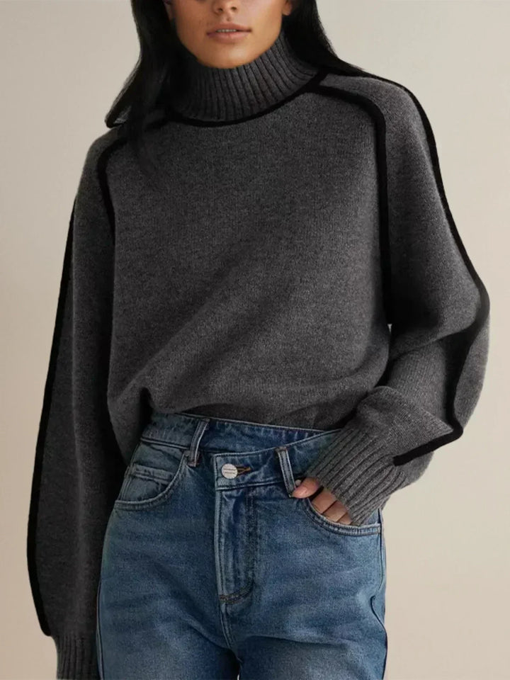 Walpurga | Damen Rollkragenpullover Strickpullover - Taupe - Image 8