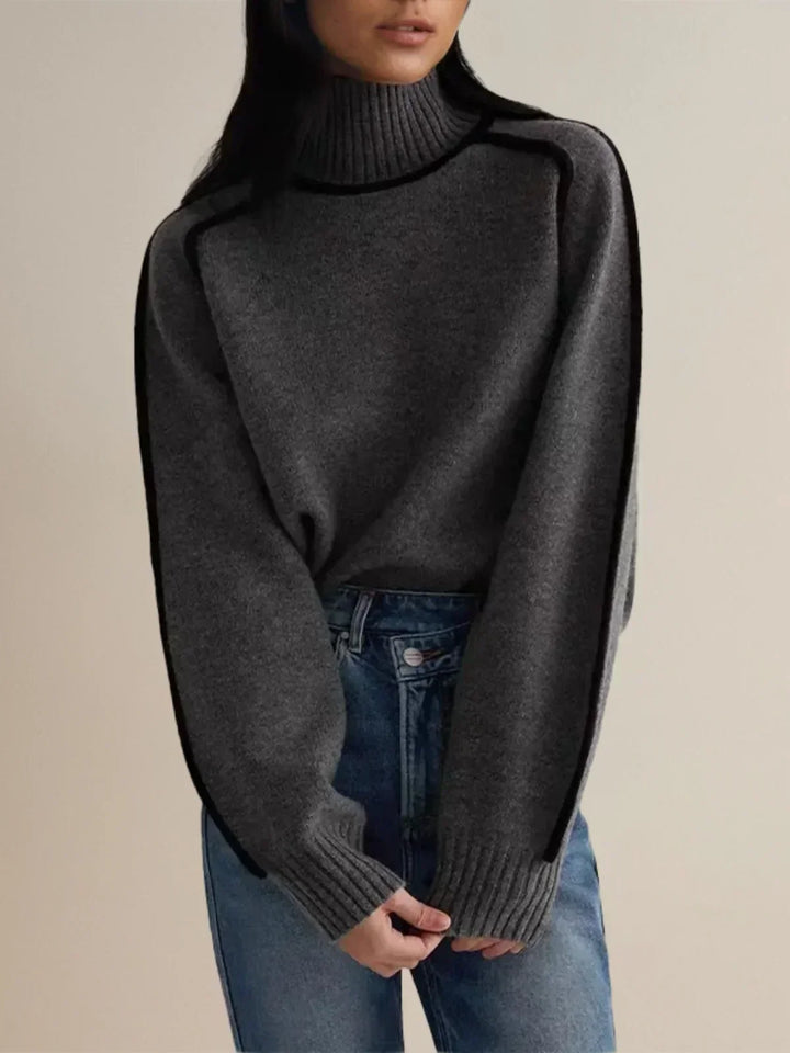 Walpurga | Damen Rollkragenpullover Strickpullover - Taupe - Image 9