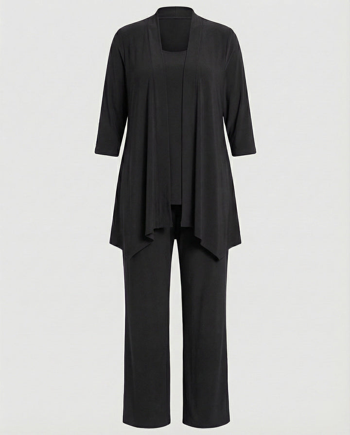 Wanda | Damen Dreiteiler Hosenanzug Set Weites Bein - Purple - Image 5