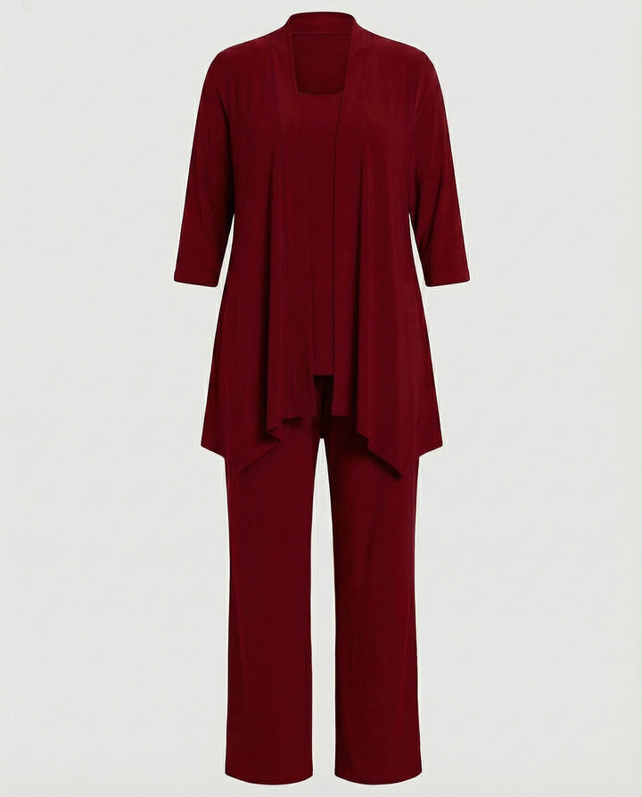 Wanda | Damen Dreiteiler Hosenanzug Set Weites Bein - Purple - Image 6