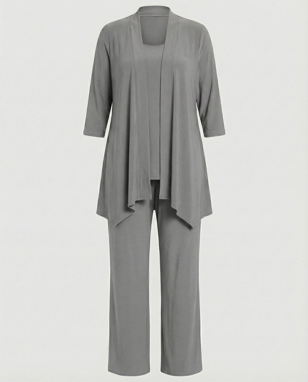 Wanda | Damen Dreiteiler Hosenanzug Set Weites Bein - Purple - Image 9