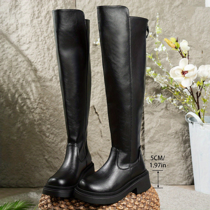 Wanda | Damen Overknee Stiefel Kniehohe Stiefel - Dark Brown - Image 5