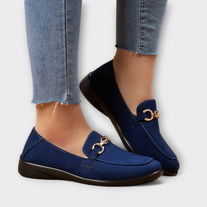 Weldora | Damen Loafer Slipper Flach Marineblau - Navy - Image 1