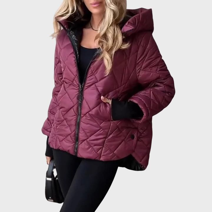 Weldris | Damen Steppjacke Winterjacke - Burgundy - Image 4