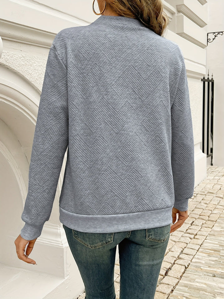 Welmora | Damen Pullover Asymmetrischer Kragen Langarm - Grey - Image 9