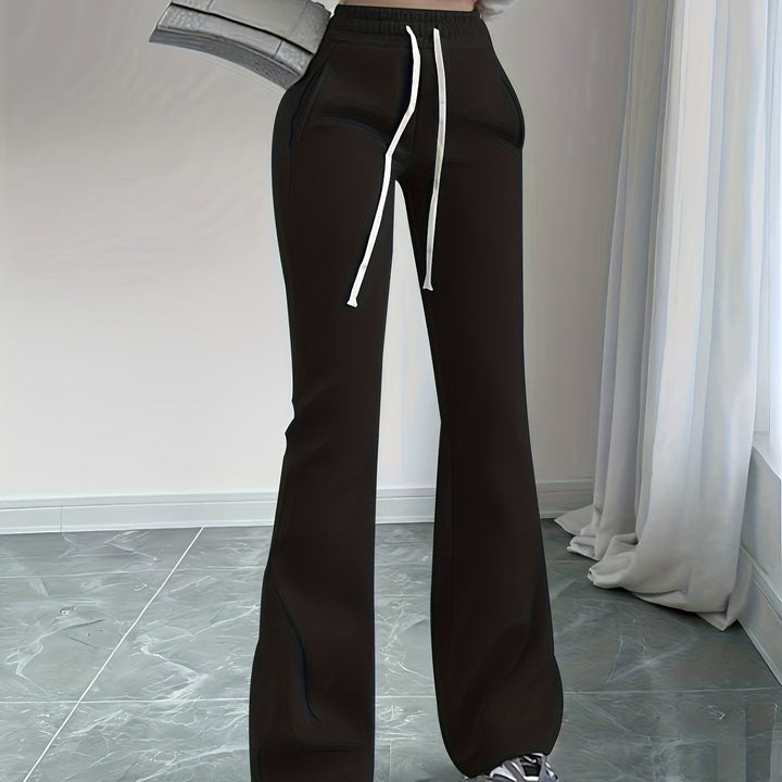 Wencburg | Damen Schlaghose Jogginghose mit Tunnelzug - Black - Image 1