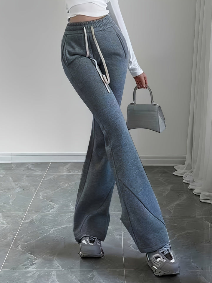 Wencburg | Damen Schlaghose Jogginghose mit Tunnelzug - Black - Image 10
