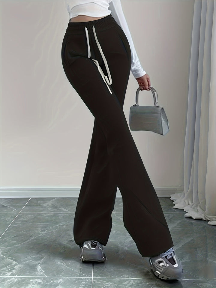 Wencburg | Damen Schlaghose Jogginghose mit Tunnelzug - Black - Image 4
