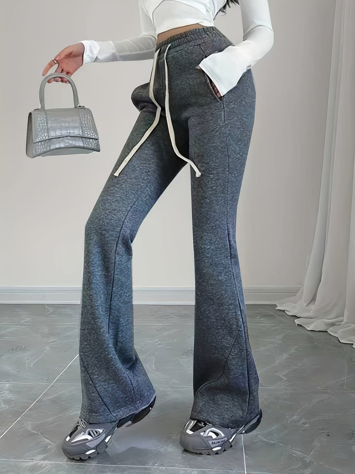 Wencburg | Damen Schlaghose Jogginghose mit Tunnelzug - Black - Image 9