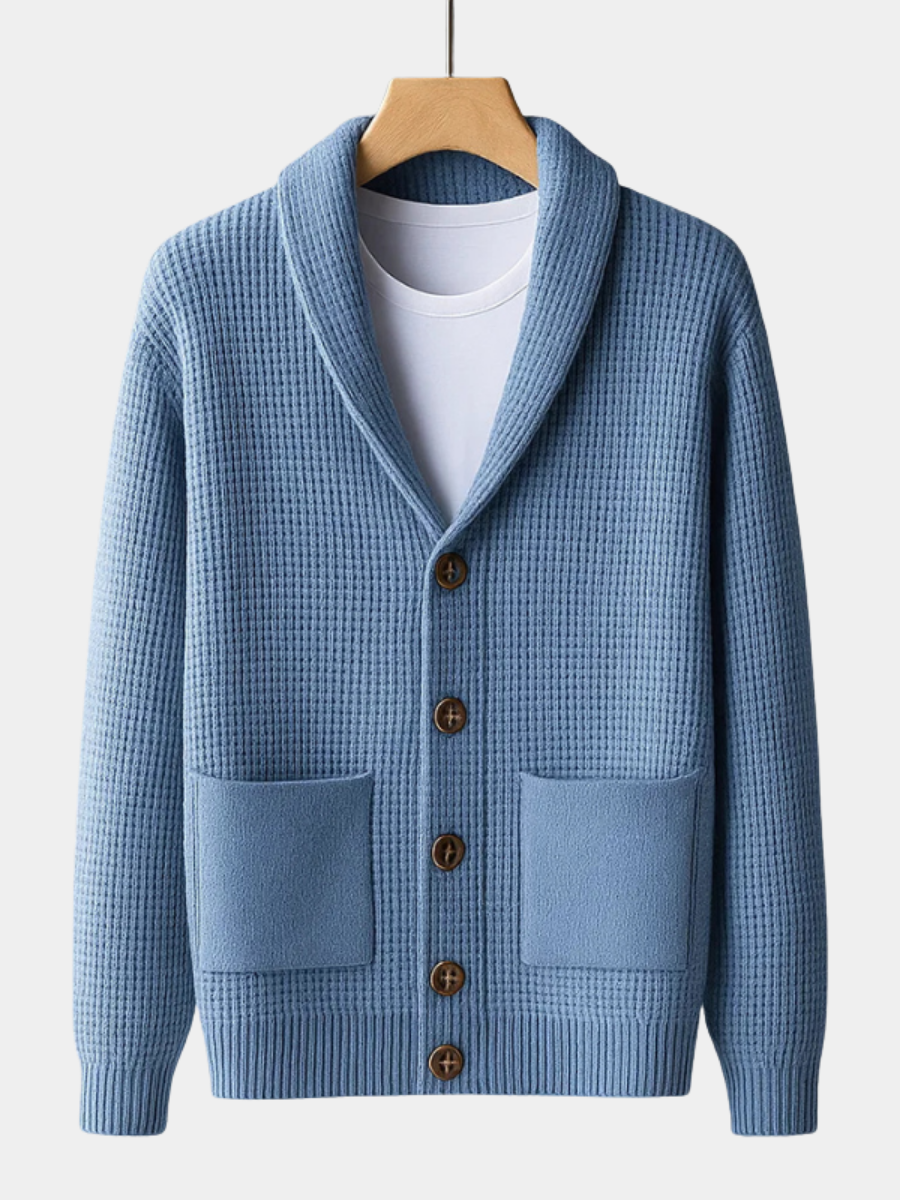 Wendelin | Herren Strickjacke mit Schalkragen - Light Blue - Image 1
