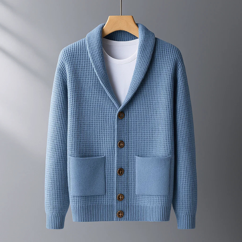 Wendelin | Herren Strickjacke mit Schalkragen - Light Blue - Image 2