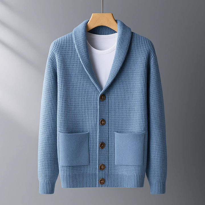 Wendelin | Herren Strickjacke mit Schalkragen - Light Blue - Image 2