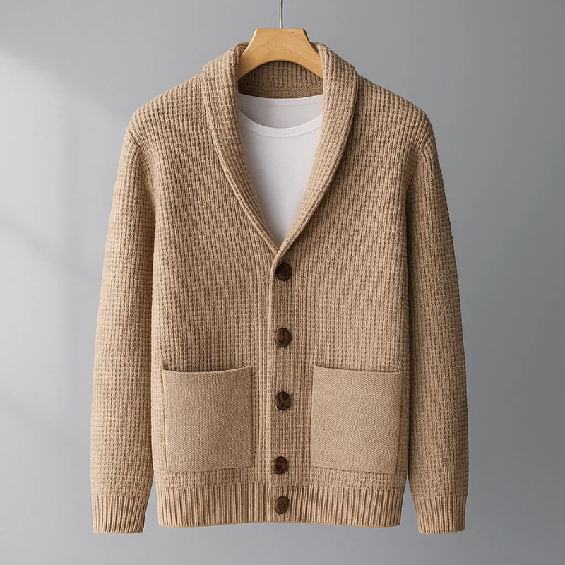 Wendelin | Herren Strickjacke mit Schalkragen - Light Blue - Image 3