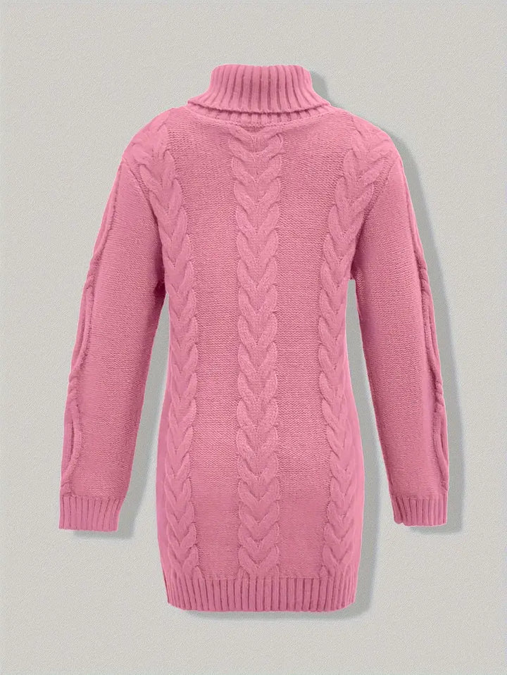 Wendeline | Damen Langer Zopfmuster Rollkragen Strickpullover - Burgundy - Image 14