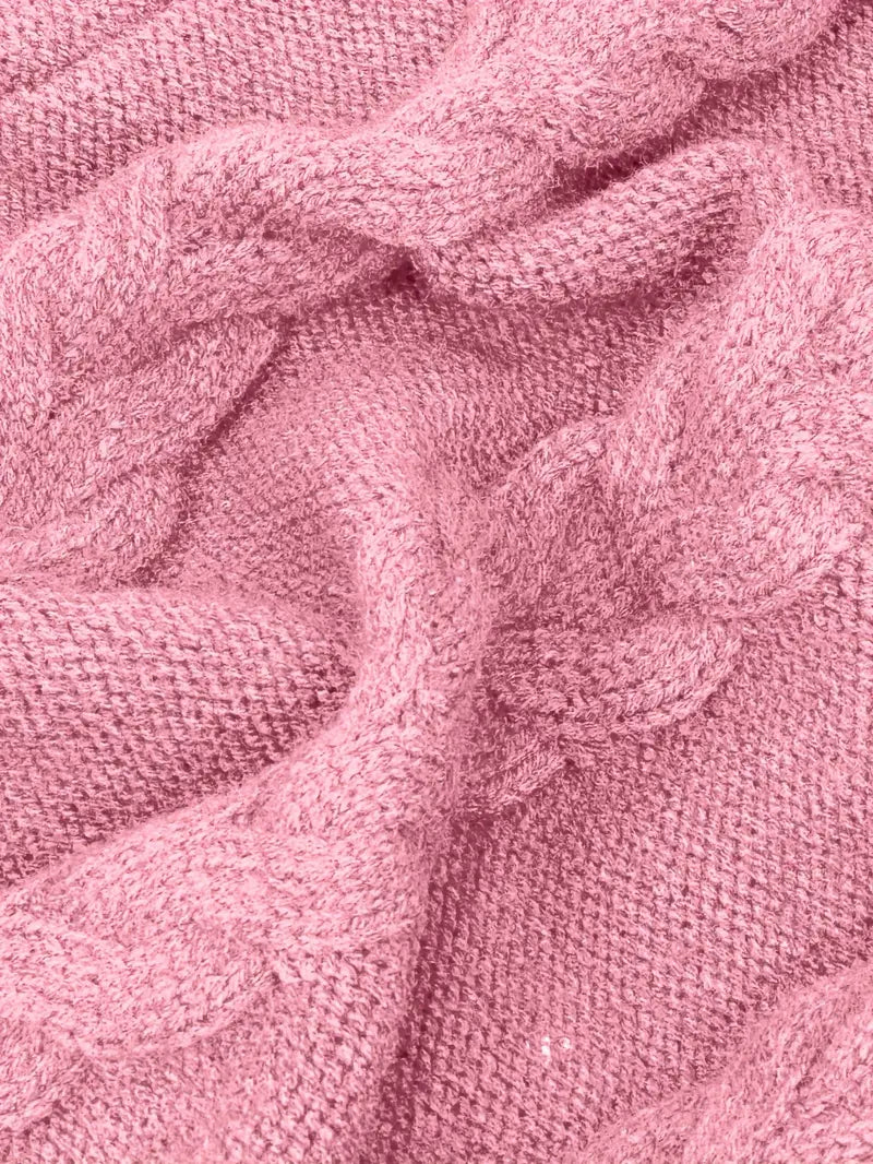 Wendeline | Damen Langer Zopfmuster Rollkragen Strickpullover - Burgundy - Image 17