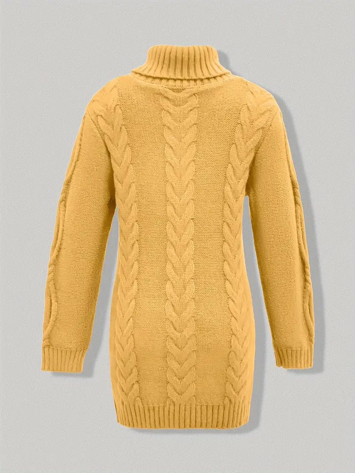 Wendeline | Damen Langer Zopfmuster Rollkragen Strickpullover - Burgundy - Image 19