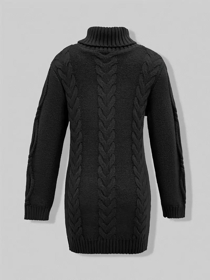Wendeline | Damen Langer Zopfmuster Rollkragen Strickpullover - Burgundy - Image 23