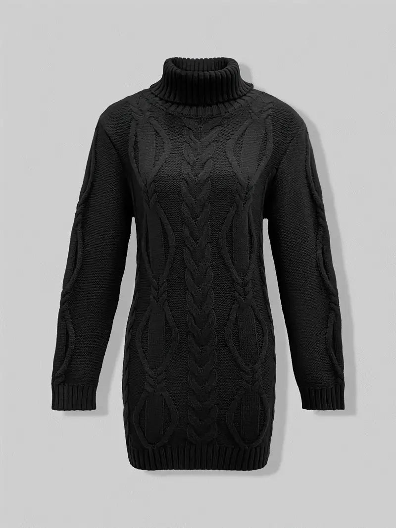 Wendeline | Damen Langer Zopfmuster Rollkragen Strickpullover - Burgundy - Image 24