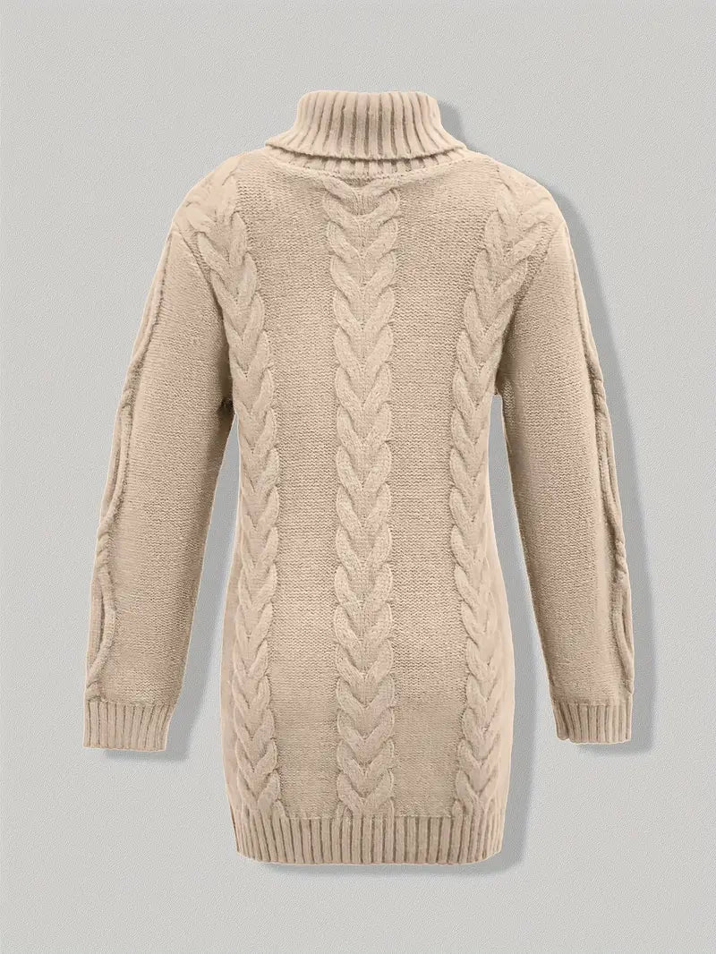 Wendeline | Damen Langer Zopfmuster Rollkragen Strickpullover - Burgundy - Image 27