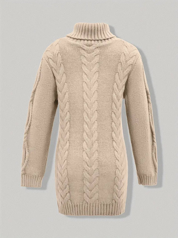 Wendeline | Damen Langer Zopfmuster Rollkragen Strickpullover - Burgundy - Image 27