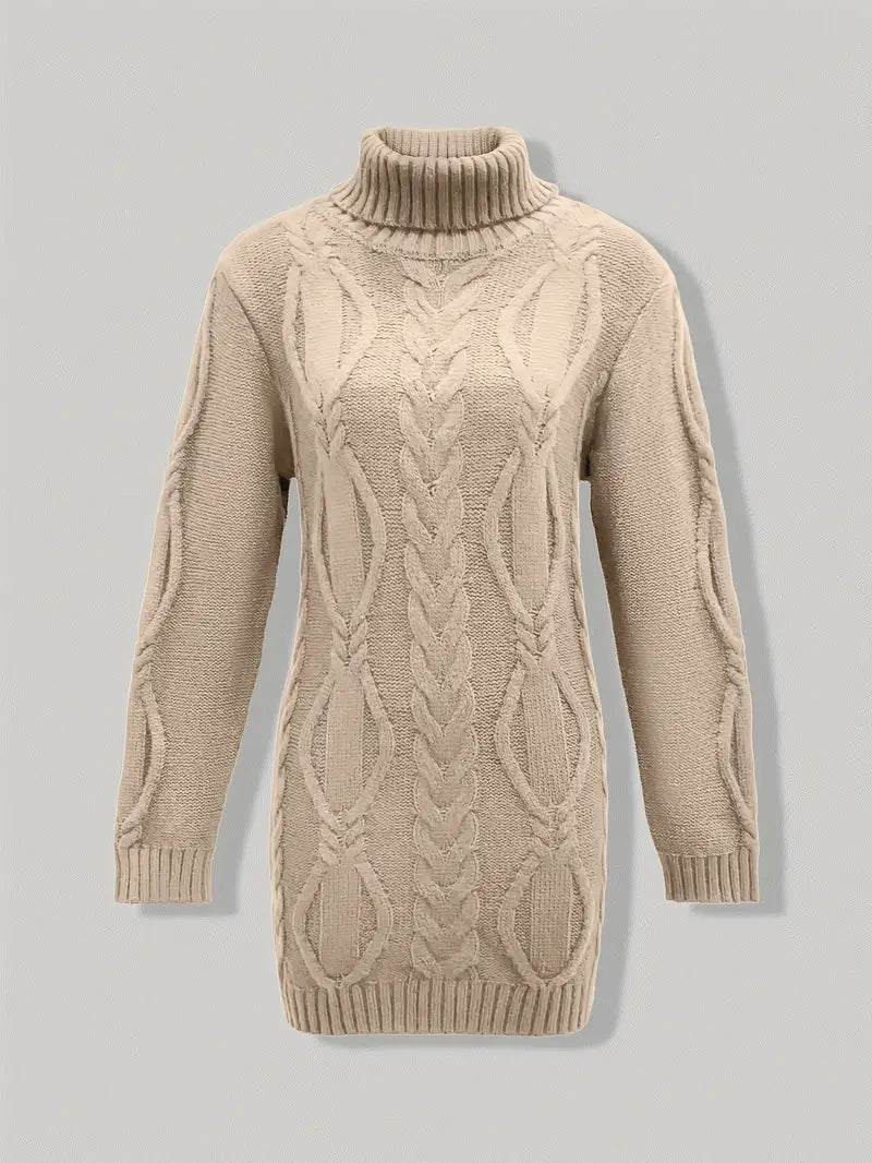 Wendeline | Damen Langer Zopfmuster Rollkragen Strickpullover - Burgundy - Image 28