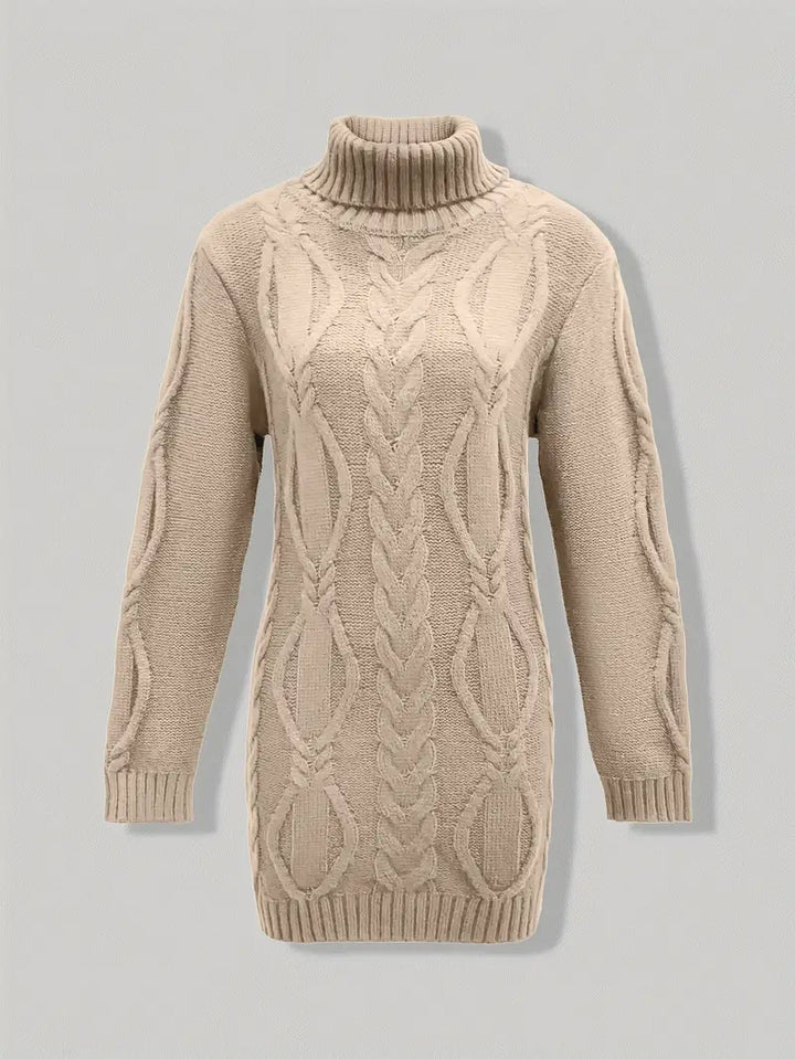 Wendeline | Damen Langer Zopfmuster Rollkragen Strickpullover - Burgundy - Image 28