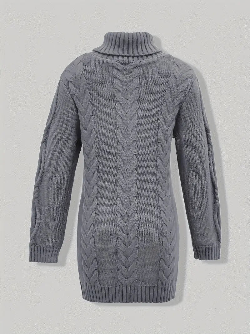 Wendeline | Damen Langer Zopfmuster Rollkragen Strickpullover - Burgundy - Image 31