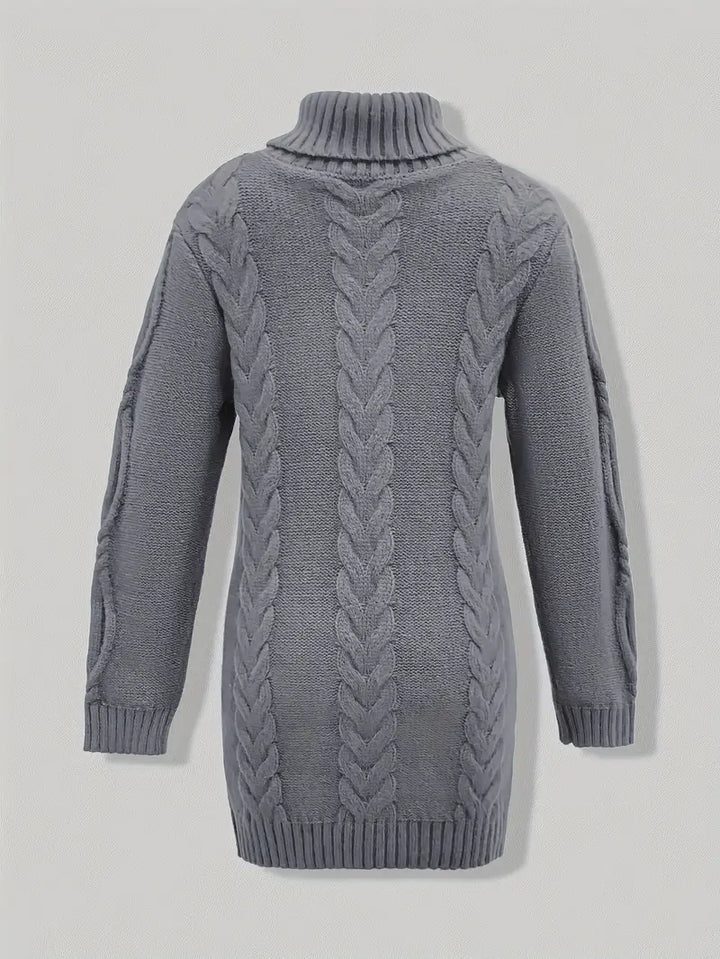 Wendeline | Damen Langer Zopfmuster Rollkragen Strickpullover - Burgundy - Image 31