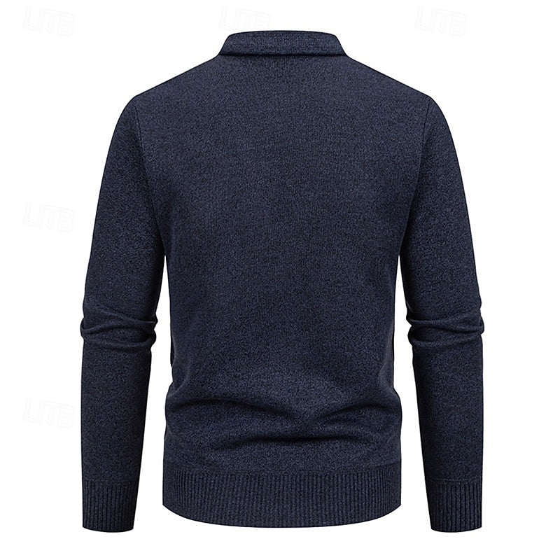 Wendric | Herren Strickjacke Rautenmuster V-Ausschnitt - Navy - Image 10