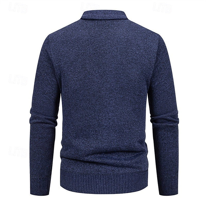 Wendric | Herren Strickjacke Rautenmuster V-Ausschnitt - Navy - Image 4