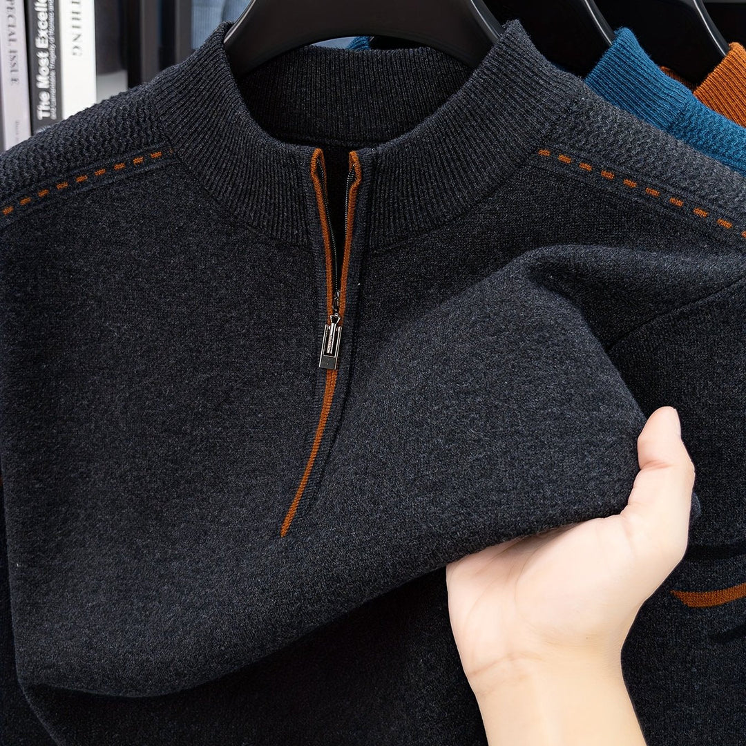 Wendric | Herren Strickpullover mit Halbreißverschluss - Dark Grey - Image 14