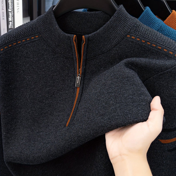 Wendric | Herren Strickpullover mit Halbreißverschluss - Dark Grey - Image 14