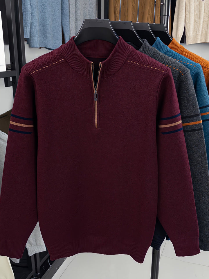 Wendric | Herren Strickpullover mit Halbreißverschluss - Dark Grey - Image 5