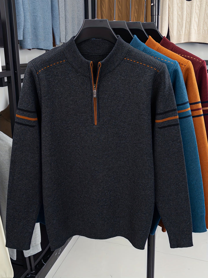 Wendric | Herren Strickpullover mit Halbreißverschluss - Dark Grey - Image 8