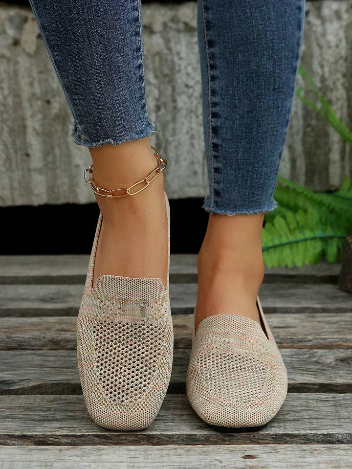 Wibeke | Damen Loafers Atmungsaktive Strickballerinas - Beige - Image 10