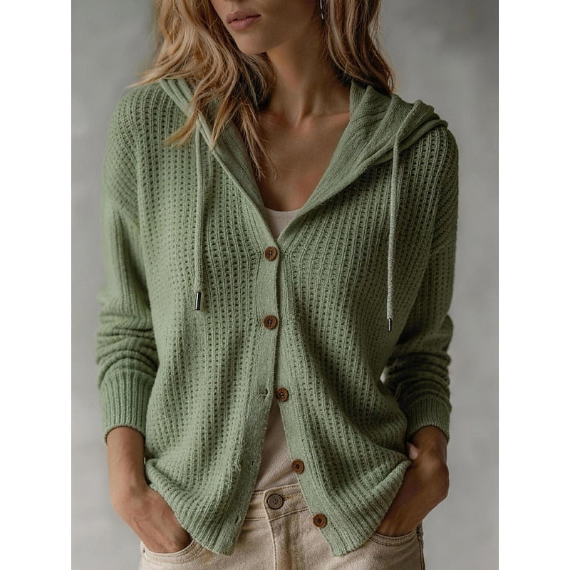 Wiberna | Damen Kapuzen-Strickjacke mit Knopfleiste - Brown - Image 2