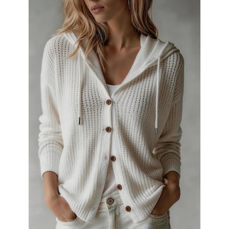 Wiberna | Damen Kapuzen-Strickjacke mit Knopfleiste - Brown - Image 3