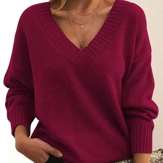 Wiberna | Damen Strickpullover V-Ausschnitt Langarm - Black - Image 10