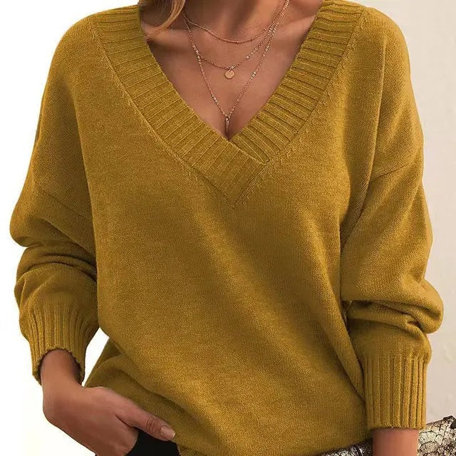 Wiberna | Damen Strickpullover V-Ausschnitt Langarm - Black - Image 7