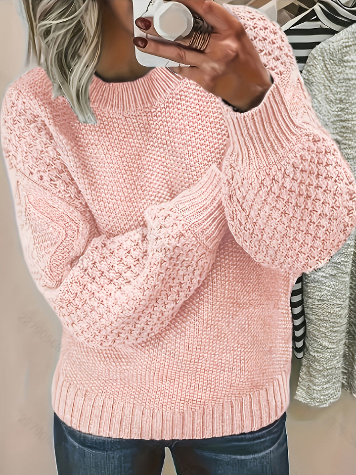 Wibrun | Damen Oversize Strickpullover Herbst Winter - Light Pink - Image 2
