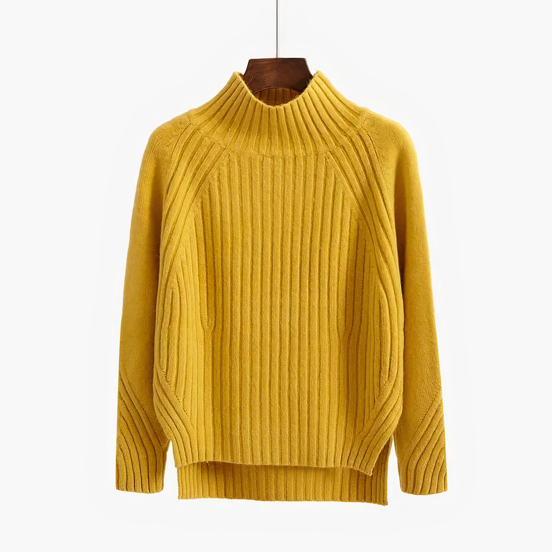 Wibula | Damen Rippenstrick-Pullover mit Stehkragen - Coral - Image 3