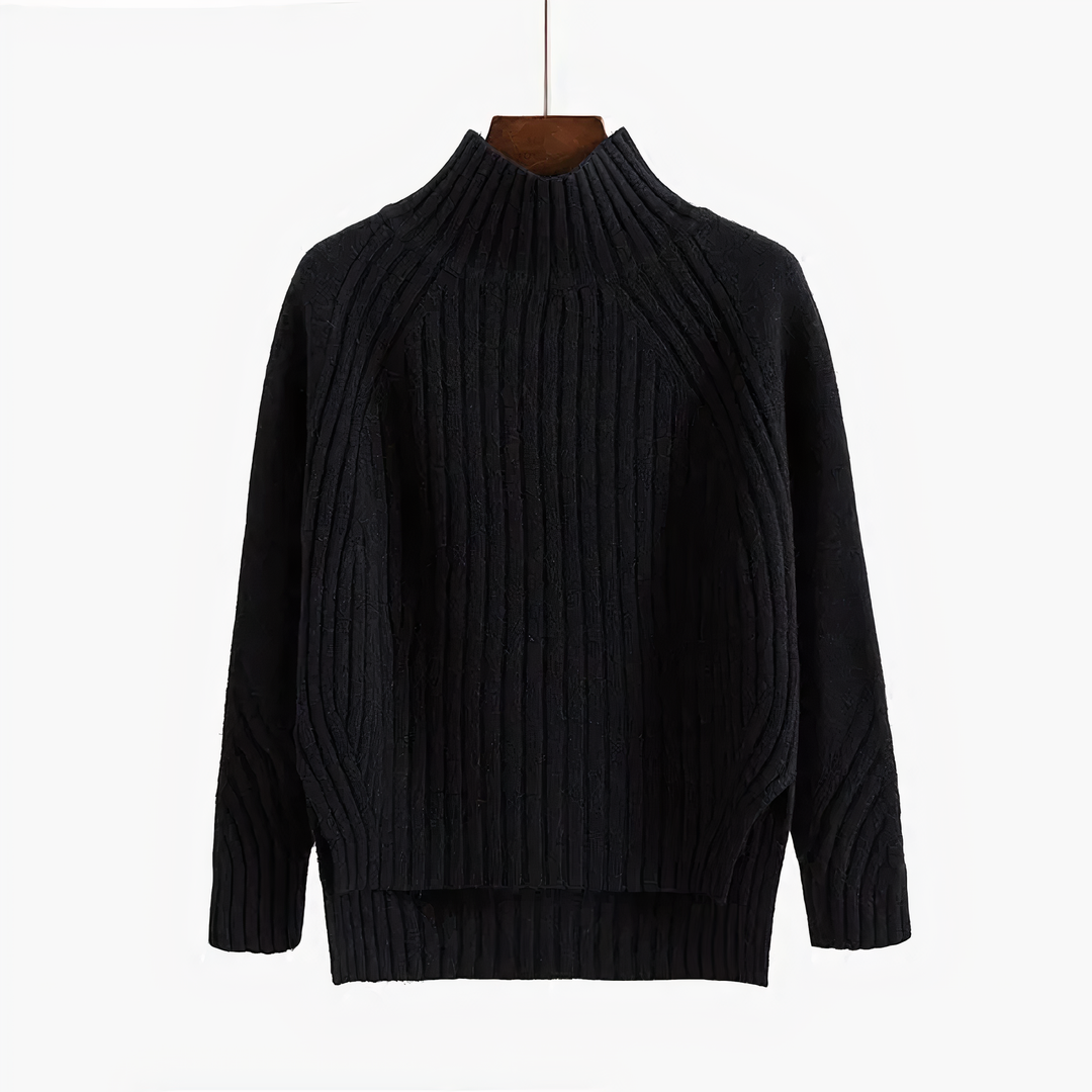 Wibula | Damen Rippenstrick-Pullover mit Stehkragen - Coral - Image 6