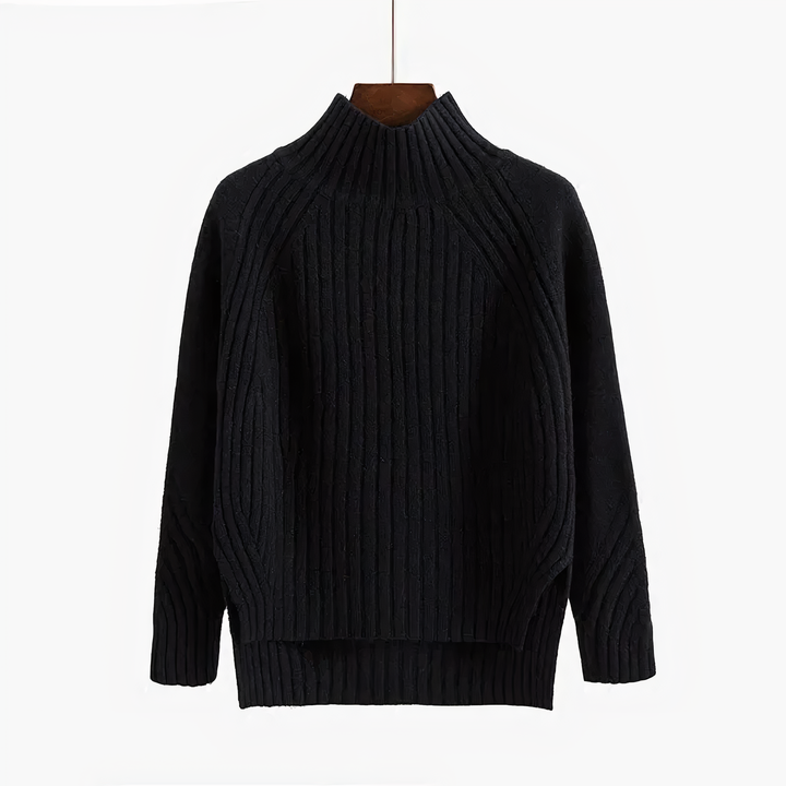 Wibula | Damen Rippenstrick-Pullover mit Stehkragen - Coral - Image 6