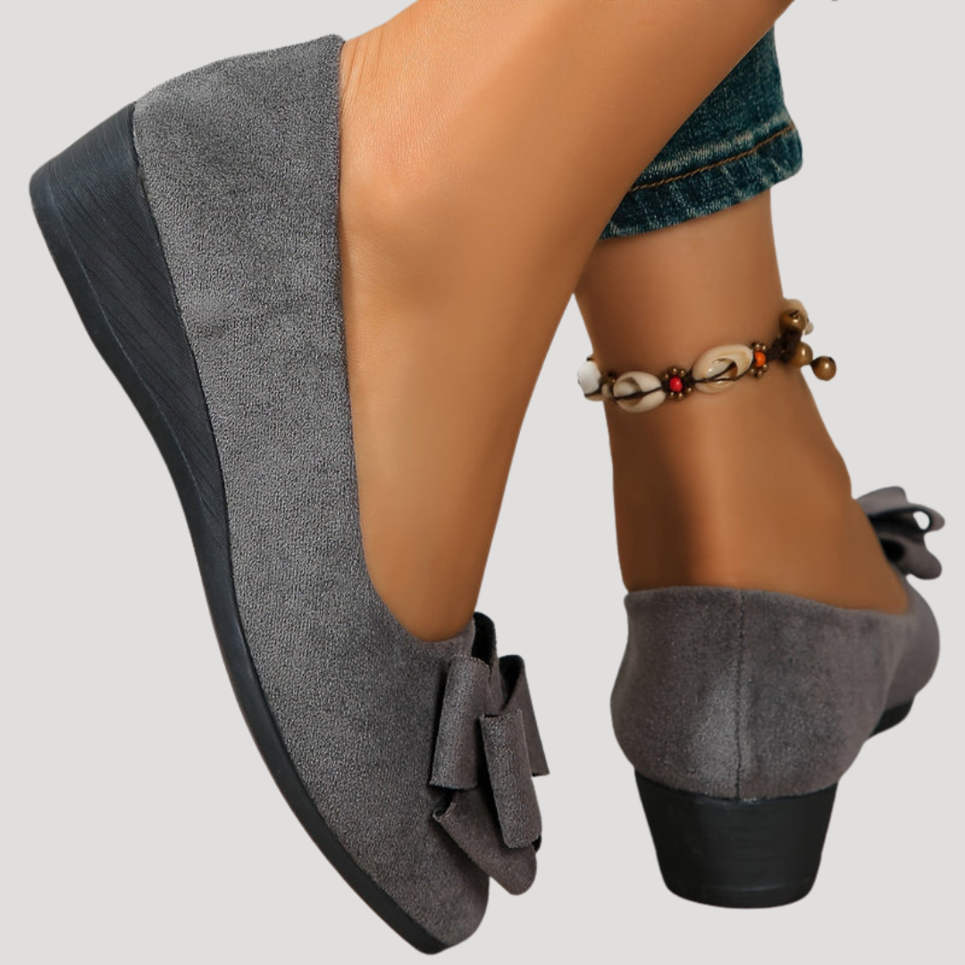 Wiktoria | Damen Keilabsatz Ballerinas mit Schleife - Black - Image 10