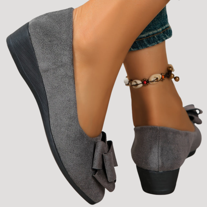 Wiktoria | Damen Keilabsatz Ballerinas mit Schleife - Black - Image 10
