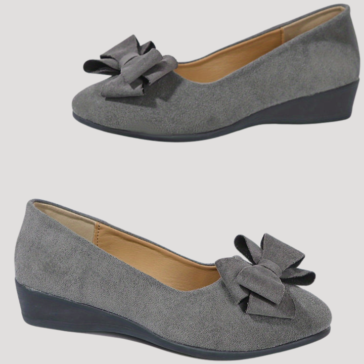 Wiktoria | Damen Keilabsatz Ballerinas mit Schleife - Black - Image 14