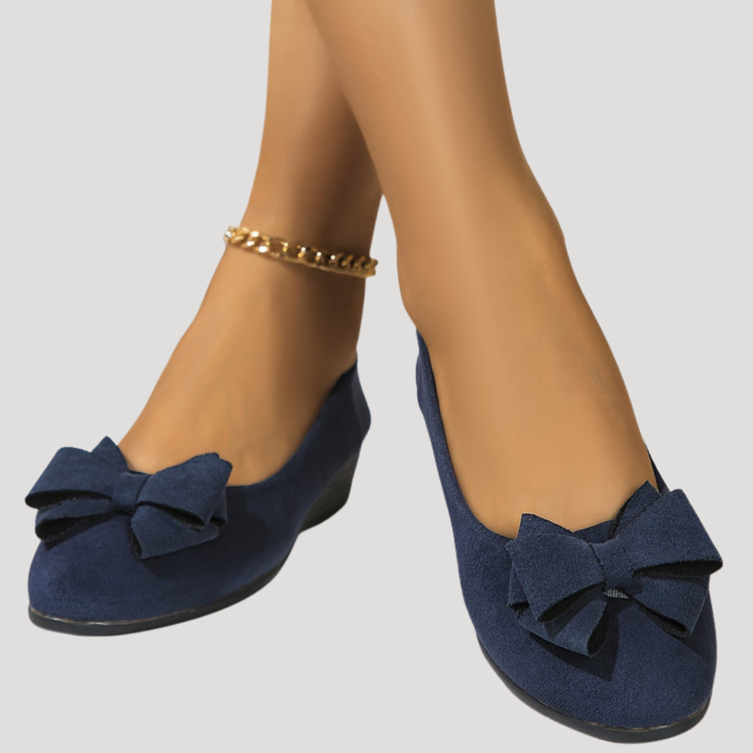 Wiktoria | Damen Keilabsatz Ballerinas mit Schleife - Black - Image 16