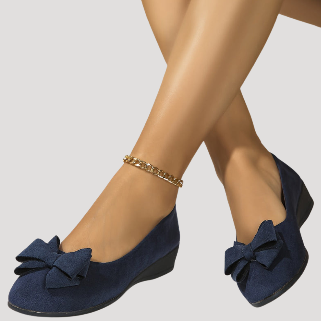 Wiktoria | Damen Keilabsatz Ballerinas mit Schleife - Black - Image 17