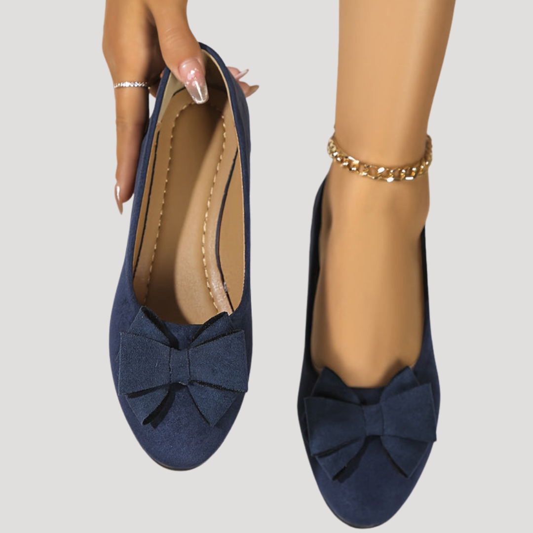 Wiktoria | Damen Keilabsatz Ballerinas mit Schleife - Black - Image 18